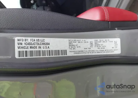 2020 Dodge Durango R/T Awd from USA, damaged, VIN 1C4SDJCT3LC395304